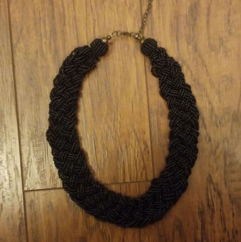 Black Wide Beaded  Choker Necklace